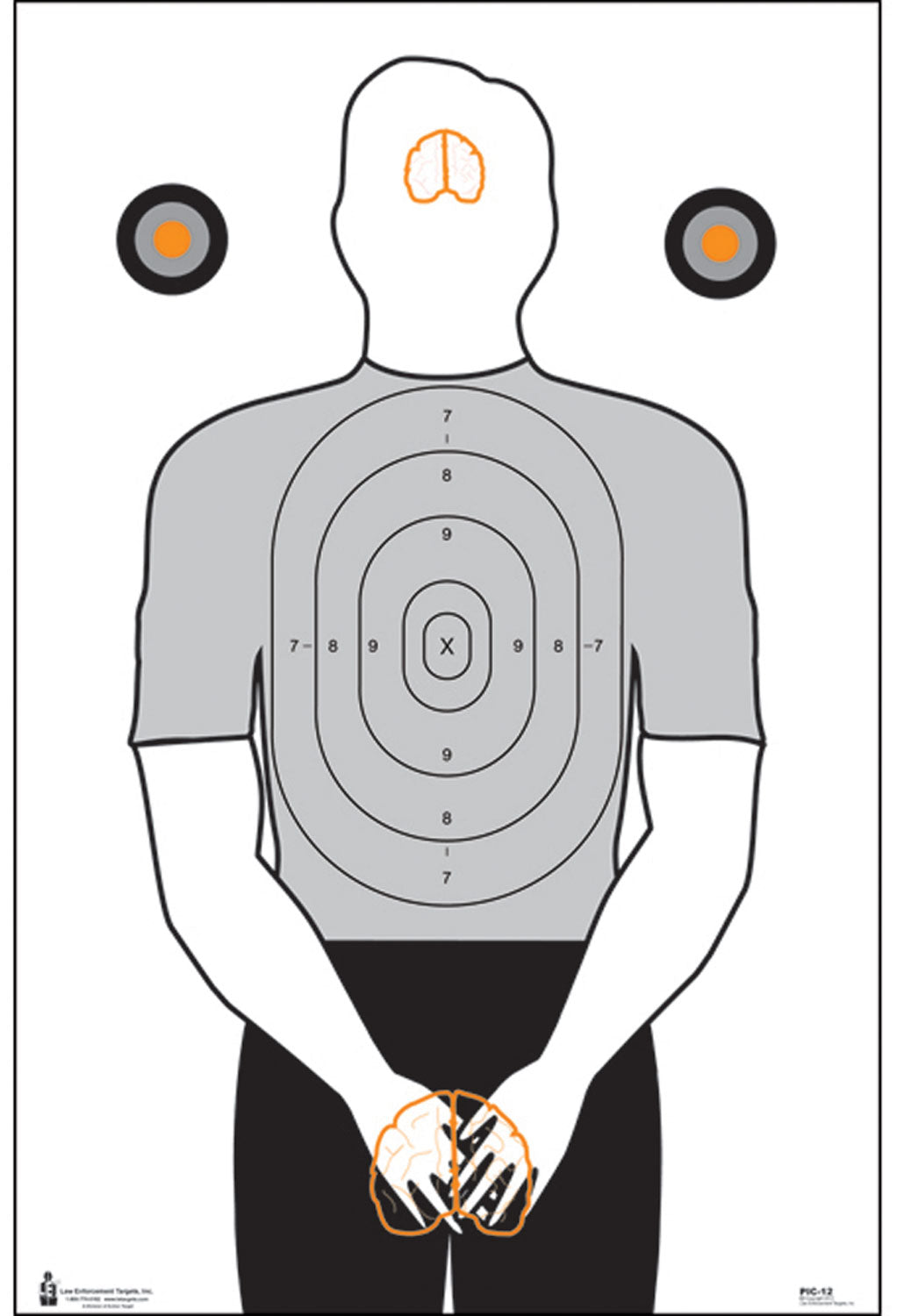 Action Target PIC12100 Male Silhouette w/ Scoring Rings & Florescent Detail Paper Target 23"x35" Box of 100