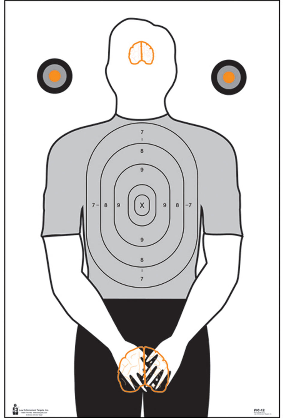 Action Target PIC12100 Male Silhouette w/ Scoring Rings & Florescent Detail Paper Target 23"x35" Box of 100