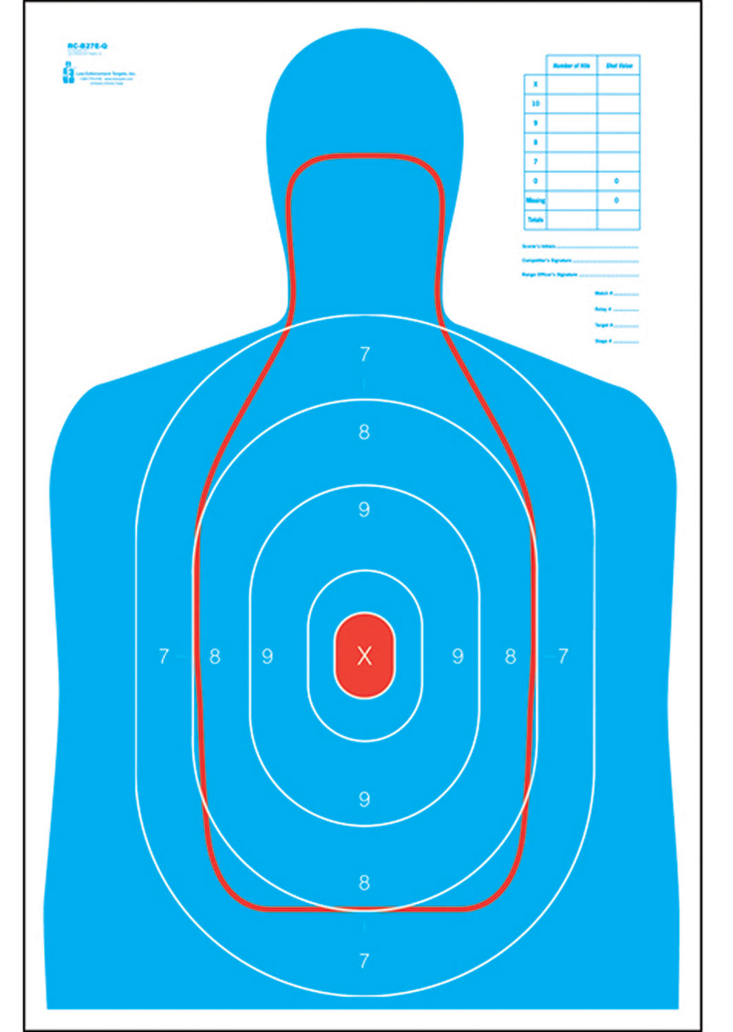 Action Target RCB27EQ100 B-27E/FBI-Q Combo Qualification Hanging Silhouette Paper Target 23"x35" Box of 100