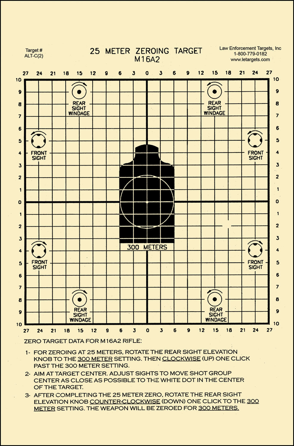 Action Target ALTC2100 25-Meter Center Mass Zeroing Paper Targets 8.75"x11.5" Black/White 100Pk