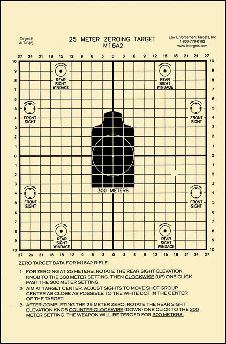 Action Target ALTC2100 25-Meter Center Mass Zeroing Paper Targets 8.75"x11.5" Black/White 100Pk