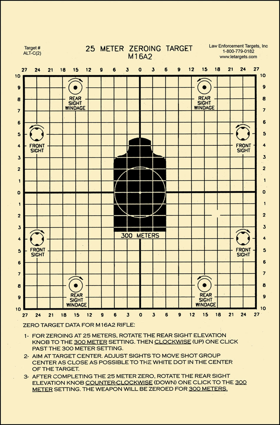 Action Target ALTC2100 25-Meter Center Mass Zeroing Paper Targets 8.75"x11.5" Black/White 100Pk