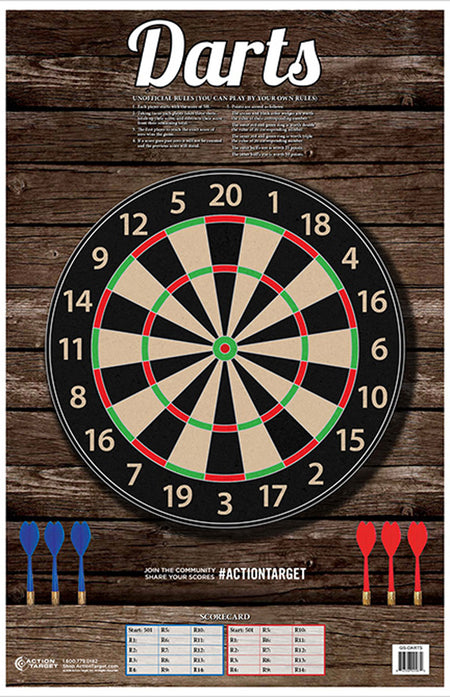 Action Target GSDARTS100 Dart Board Shooting Game Paper Hanging Target 23" x 35" Multi-Color Box of 100