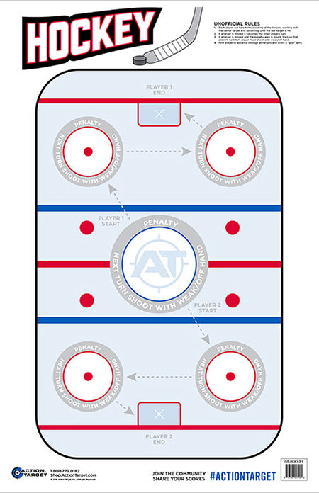 Action Target GSHOCKEY100 Entertainment Hockey Paper Shooting Target 23" x 35" Blue/White Box of 100