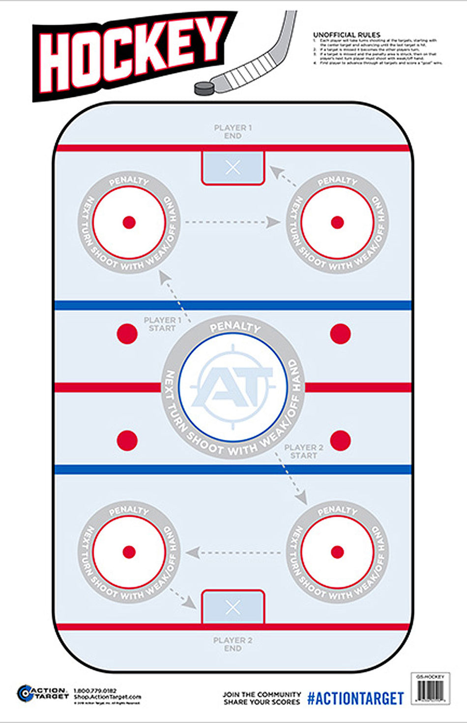 Action Target GSHOCKEY100 Entertainment Hockey Paper Shooting Target 23" x 35" Blue/White Box of 100