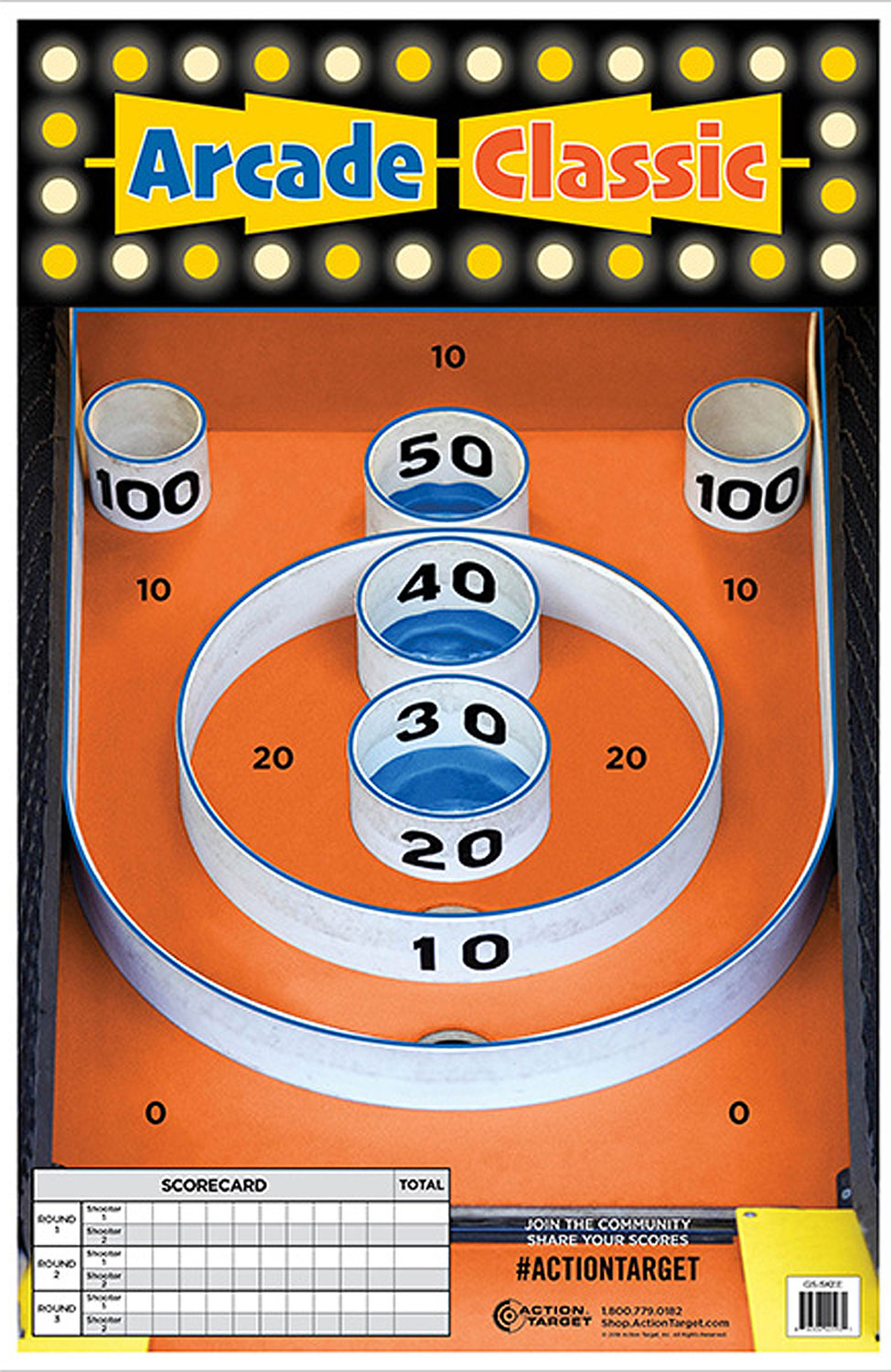 Action Target GSSKEE100 Entertainment Skee-Ball Paper Shooting Target 23" x 35" Multi-Color Box of 100