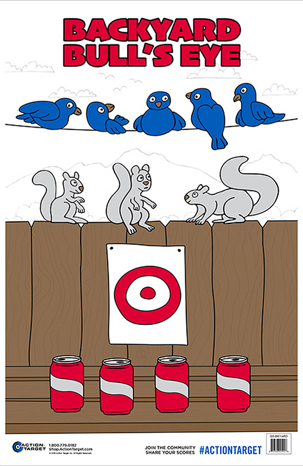 Action Target GSBKYARD100 Entertainment Animals/Cans Backyard Paper Shooting Target 23" x 35" Multi-Color Box of 100