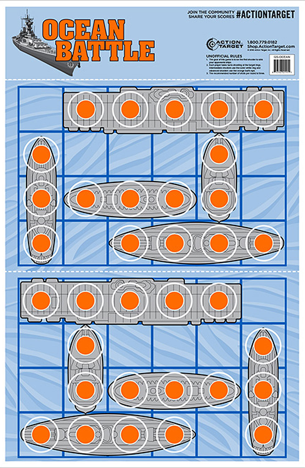Action Target GSOCEAN100 Entertainment Ships Paper Shooting Target 23" x 35" Blue/Red Box of 100