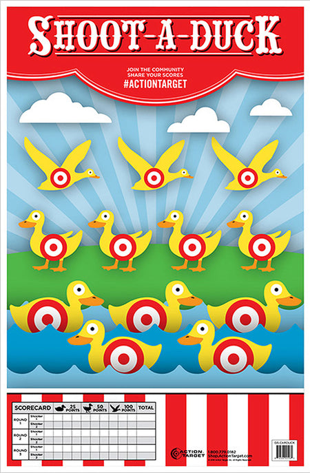 Action Target GSCARDUCK100 Entertainment Ducks Paper Shooting Target 23" x 35" Multi-Color Box of 100