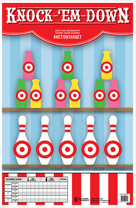 Action Target GSCARBTTL100 Entertainment Bottles/Pins Carnival Paper Shooting Target 23" x 35" Multi-Color Box of 100
