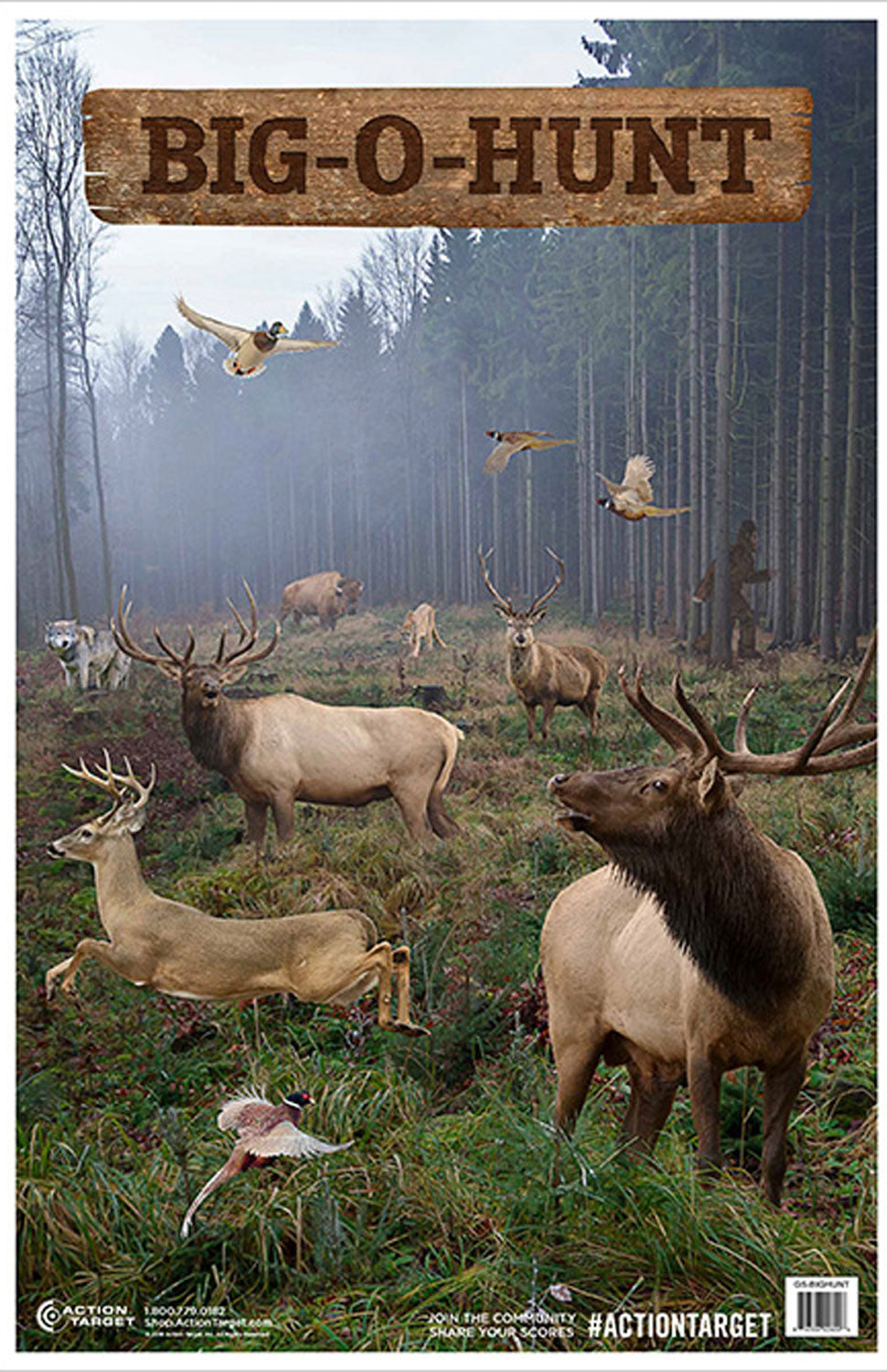 Action Target GSBIGHUNT100 Hunting Game Animal Paper Hanging Range Targets 23"x35" 100 Count