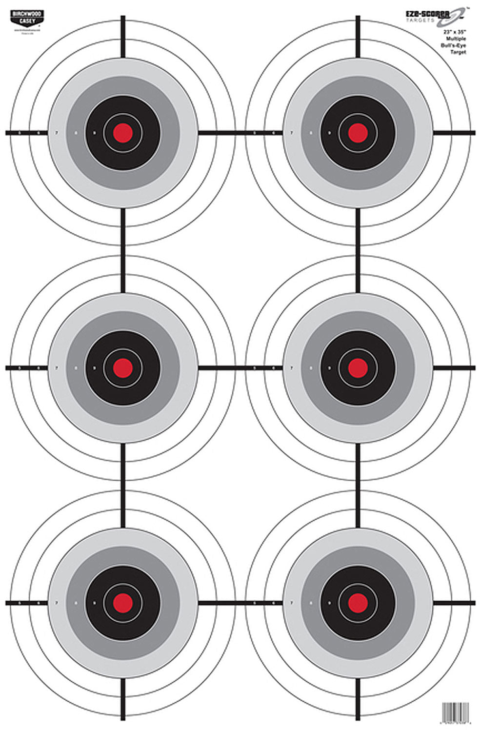 Birchwood Casey 37038 EZE-Scorer Six-Bullseye Paper Range Target 23" x 35" 100 Pk