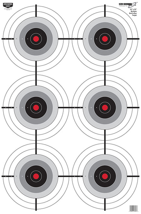 Birchwood Casey 37038 EZE-Scorer Six-Bullseye Paper Range Target 23" x 35" 100 Pk
