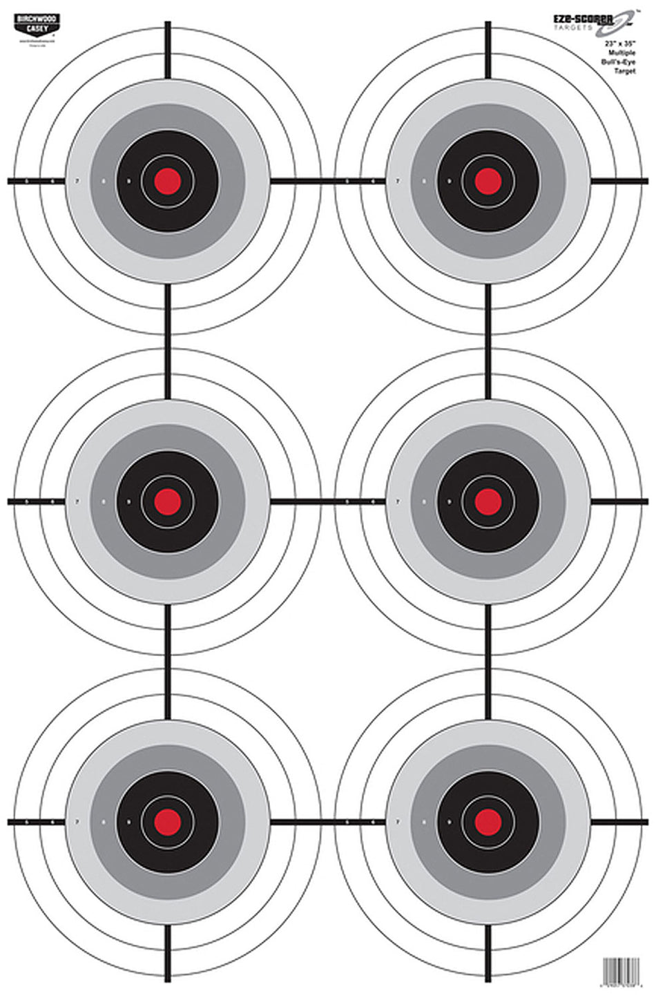 Birchwood Casey 37038 EZE-Scorer Six-Bullseye Paper Range Target 23" x 35" 100 Pk