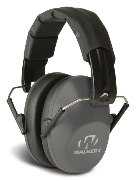 Walker's Pro Low Profile Folding Hearing Muff 22 dB NRR Over-Head Gray Black Polymer