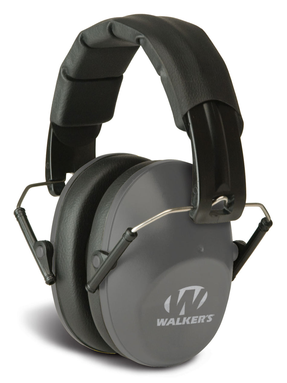 Walker's Pro Low Profile Folding Hearing Muff 22 dB NRR Over-Head Gray Black Polymer