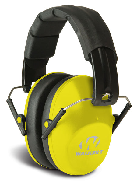 Walker's Pro Low Profile Folding Hearing Muff 22 dB NRR Over-Head Black Yellow Polymer
