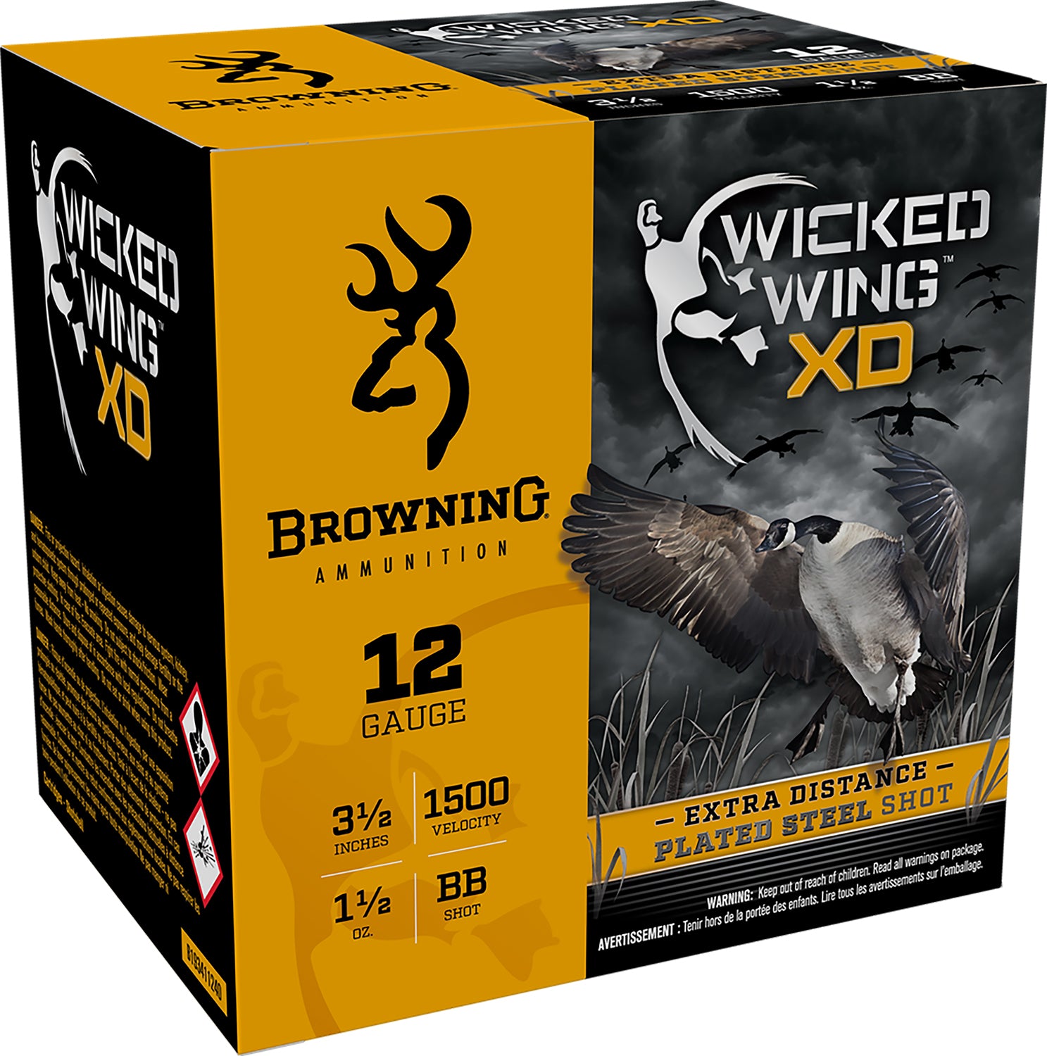 Browning B193411240 Wicked Wing XD Extra Distance 12 Gauge 3.5" 1-1/2oz BB 1500 fps 020892023079