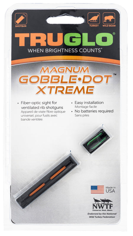 TruGlo TG941XA Gobble-Dot Xtreme Universal Shotgun Snap-On Fiber Optic Sight Red/Green .25" Rib