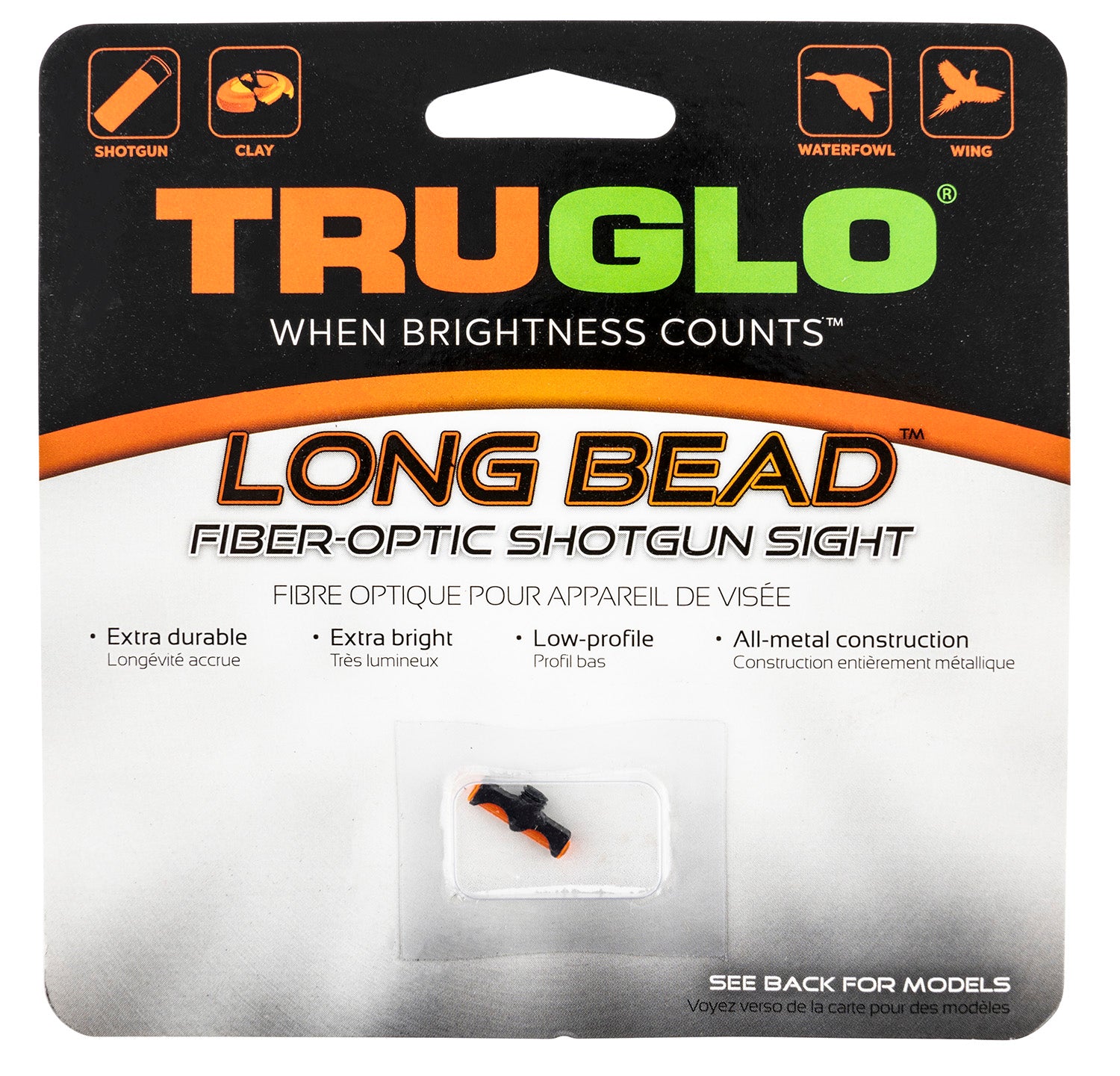 TruGlo TG947ARM Universal Shotgun Long Bead Fiber Optic Red Metal Replacement Sight 6-40 Thread