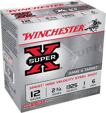 Winchester 12 Gauge Shotgun Ammo Xpert Game & Target HIgh Velocity California Certified Nonlead Ammunition 2.75 in 1 oz #6