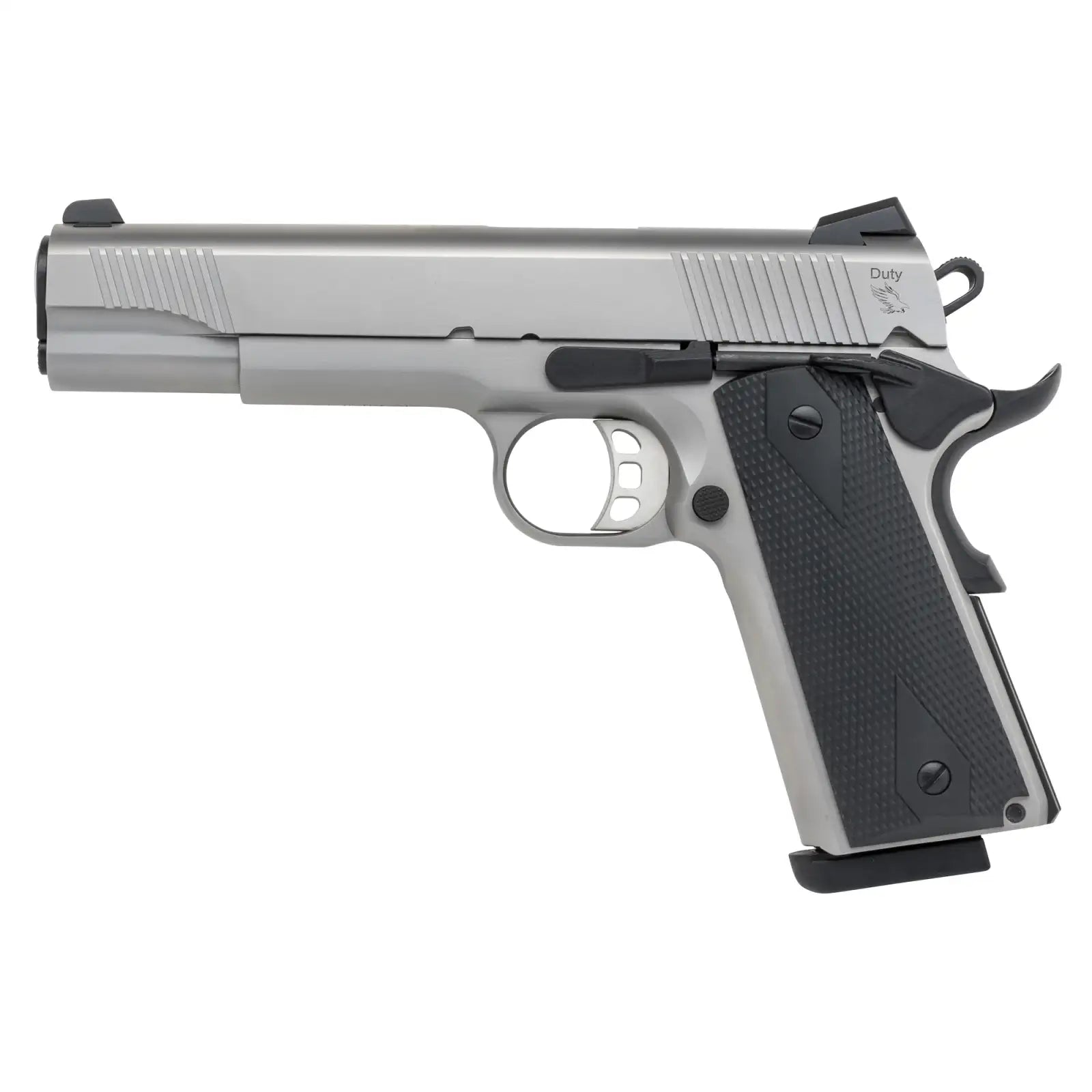 TISAS 1911 45ACP 5" SS, RUBBER, ENH, 2-8RD