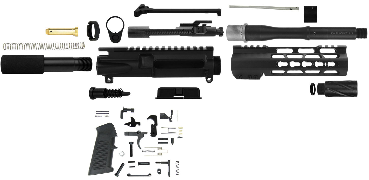 TacFire AR-15 300 Blackout Pistol Build Kit SSPK300LPK7K KeyMod 7.5" Barrel Black