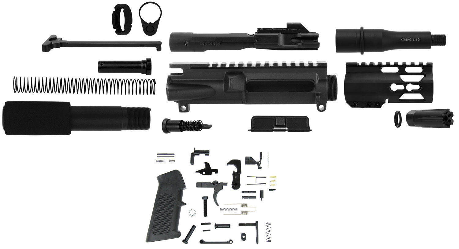 TacFire AR Pistol Build Kit 9mm Luger SSPK9MMLPK4K KeyMod 4.5" Barrel Black