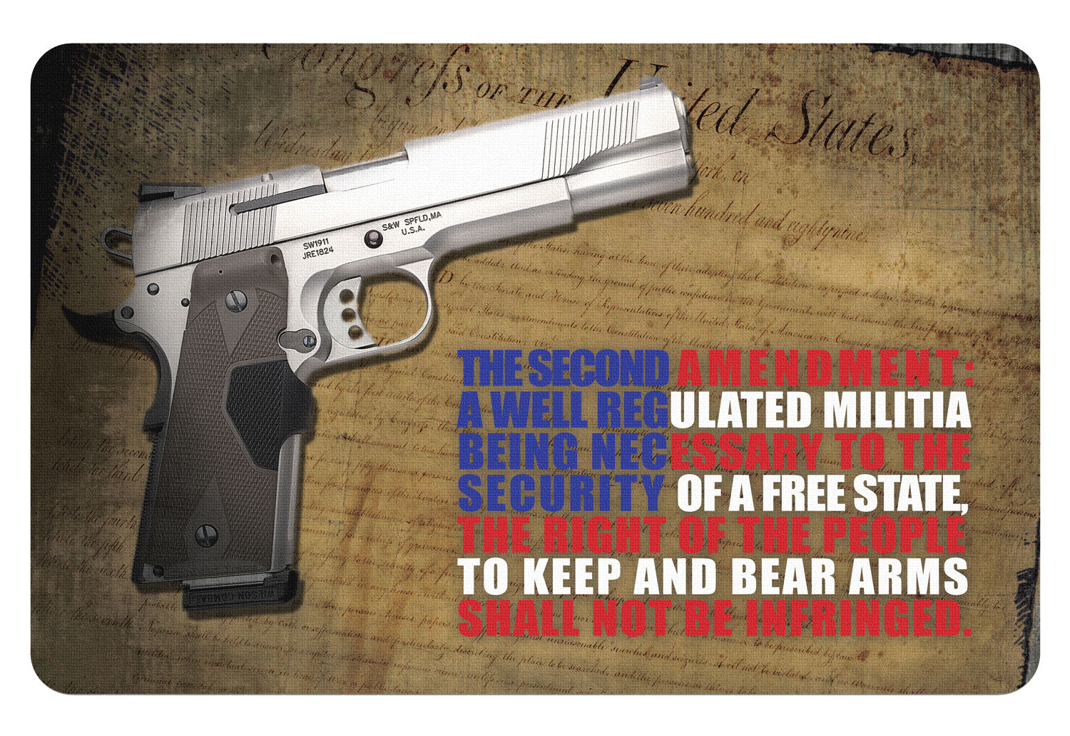 TekMat TEKR172AMEND Multi-Color Rubber Cleaning Mat 2nd Amendment Design