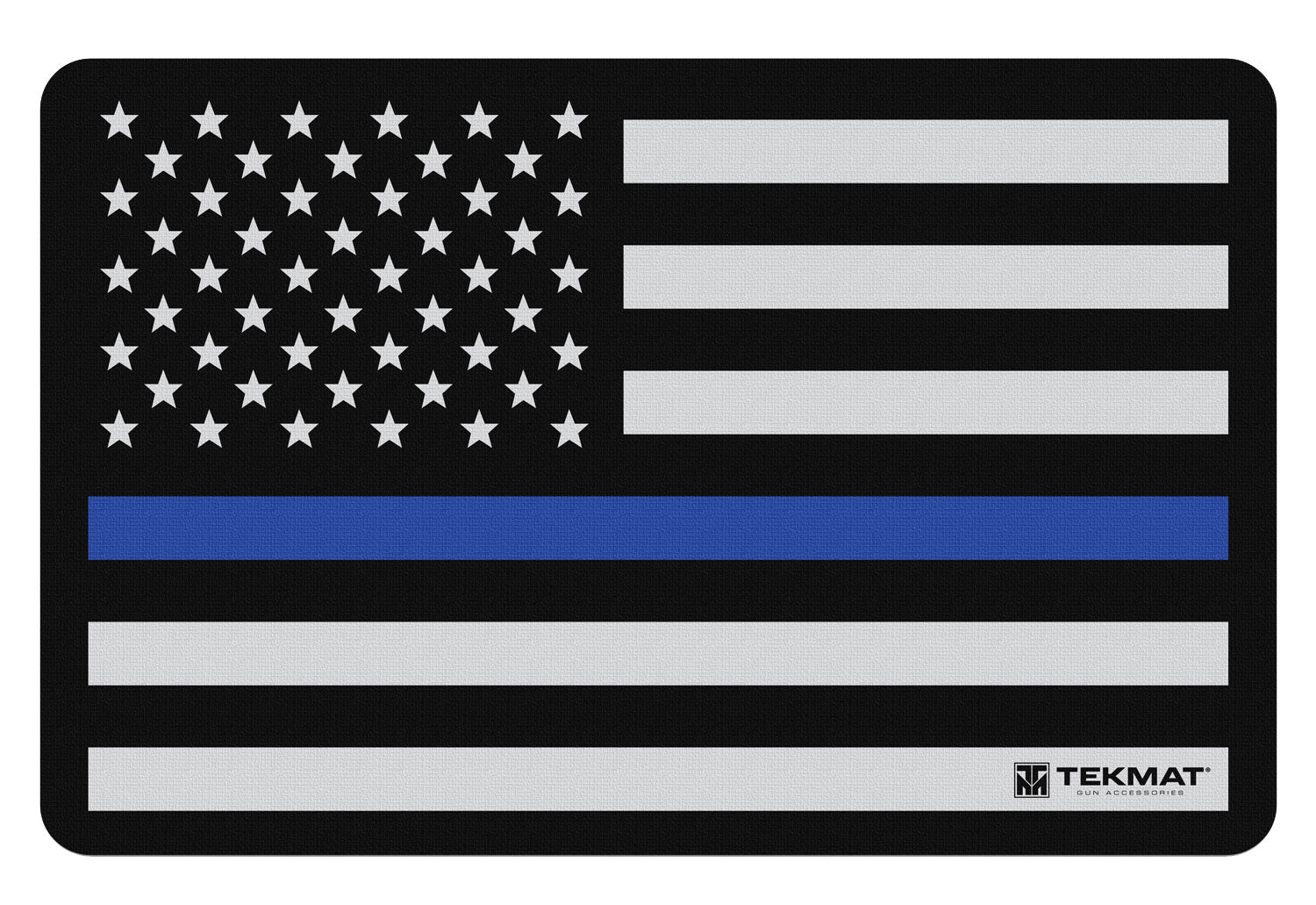 TekMat TEKR17POLICE Black White Blue Rubber Cleaning Mat Police Support Design