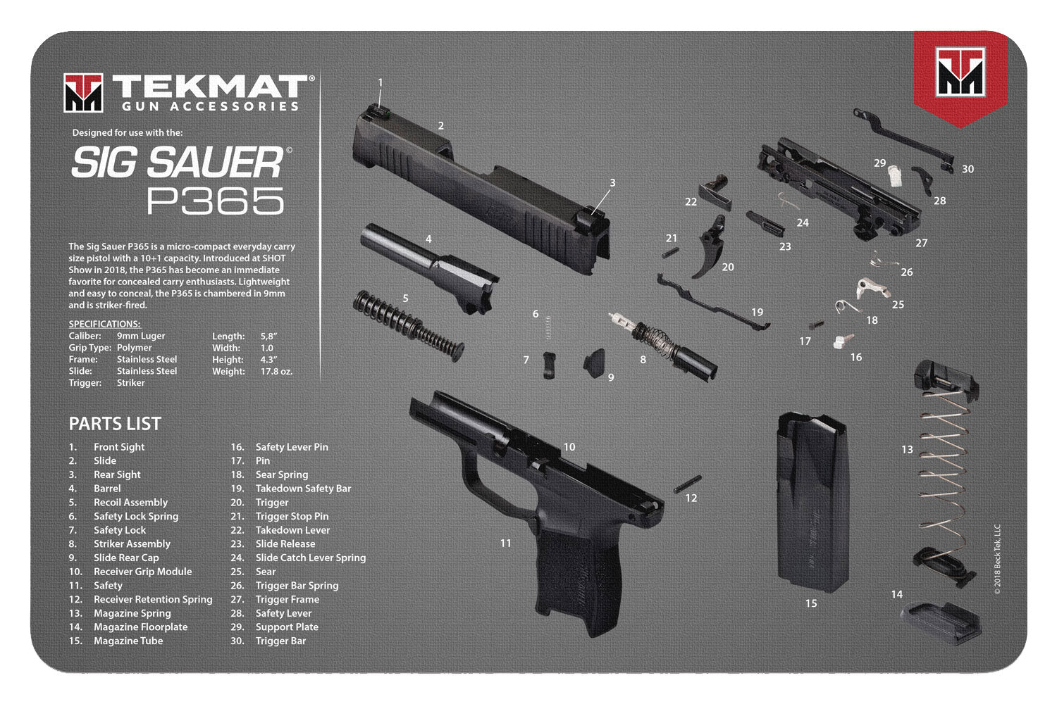 TekMat TEKR17SIG9365 Multi-Color Rubber Cleaning Mat Sig P365 Design