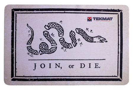 TekMat TEKR17JOIN Black White Rubber Cleaning Mat Join or Die Snake Design