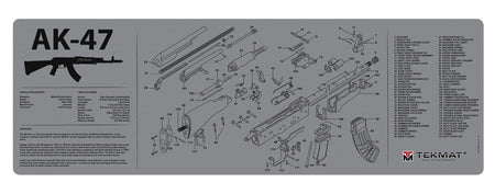 TekMat AK-47 Cleaning Mat with Parts Diagram 12"x36" Black/Gray