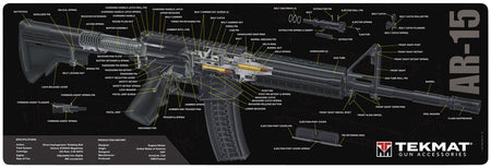 TekMat AR-15 Cleaning Mat with 3D Cutaway Illustration 12"x36" Black/White