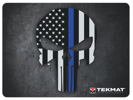 TekMat Blue Line Punisher Skull Cleaning Mat 15"x20" Black/White/Blue Ultra 20