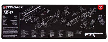 TekMat AK-47 Cleaning Mat with Parts Diagram 15"x44" Black/White Ultra 44