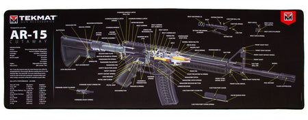 TekMat AR-15 Cleaning Mat with 3D Cutaway Illustration 15"x44" Black/White