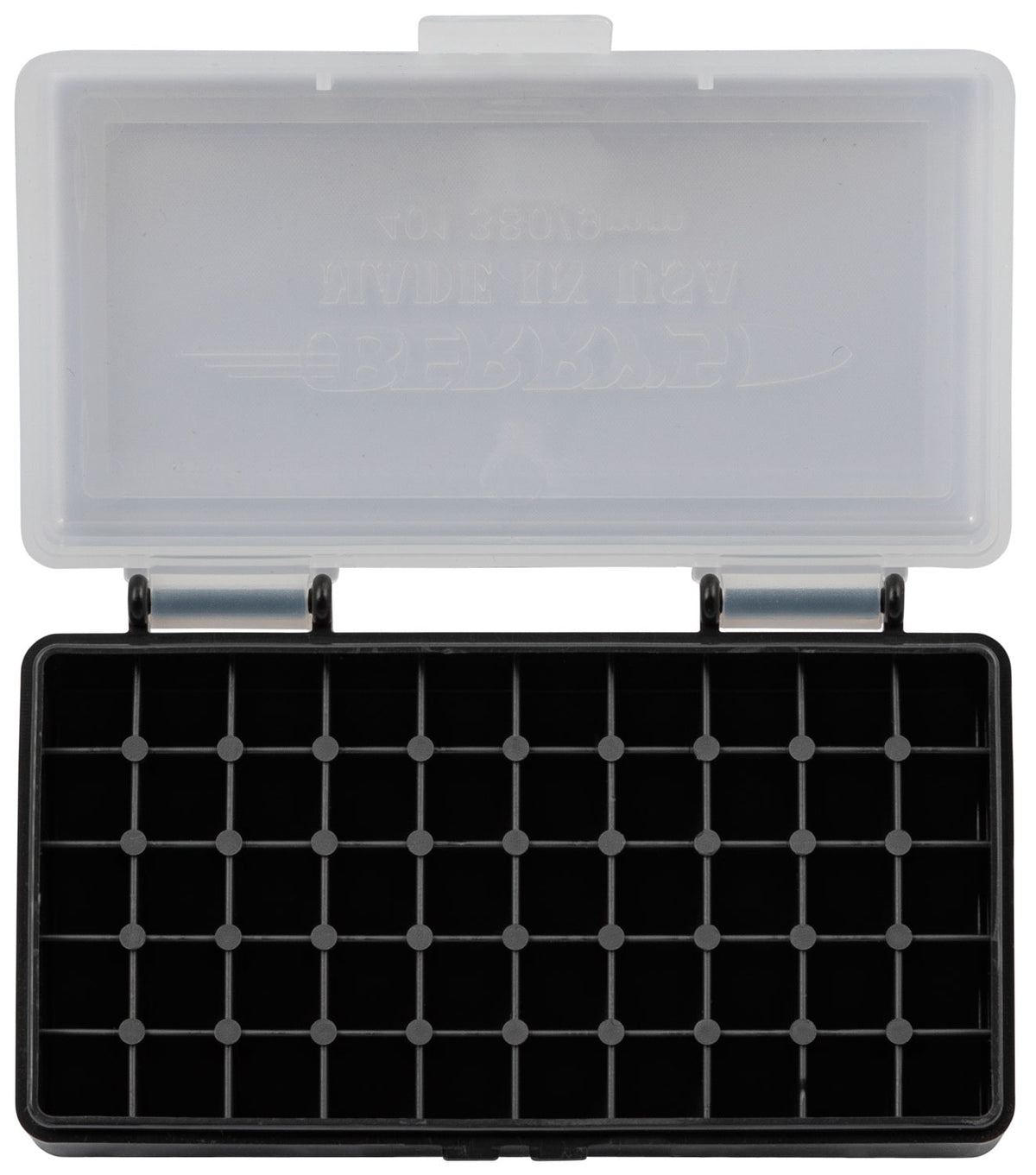 Berry's Ammo Box 9mm/380ACP 50rd Flip-Top Clear/Black Polypropylene
