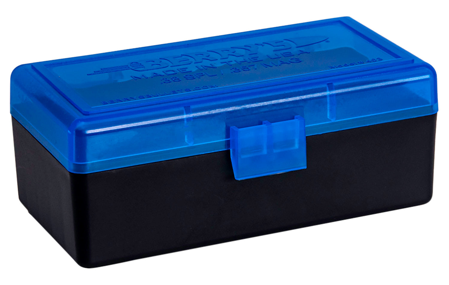 Berry's Ammo Box 38Spl/357Mag 50rd Flip-Top Blue/Black Polypropylene