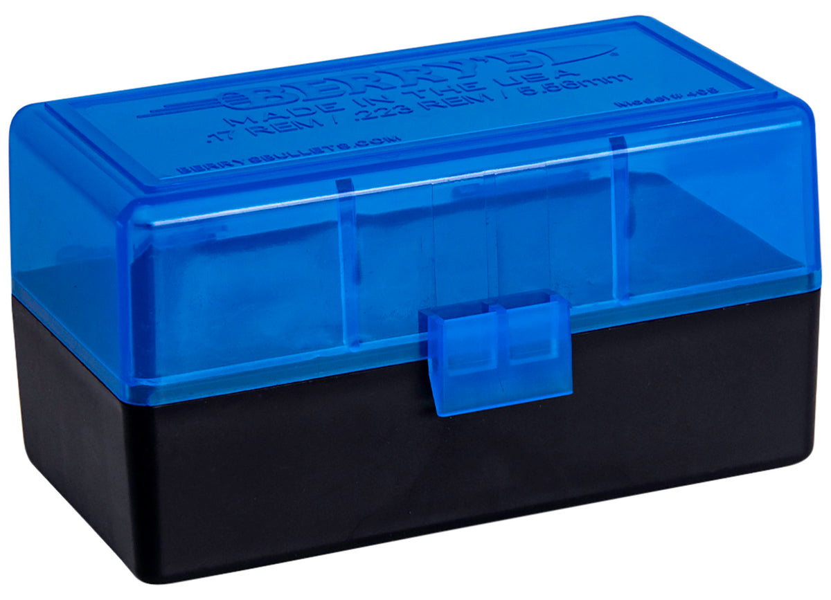 Berry's Ammo Box 223Rem/5.56NATO 50rd Flip-Top Blue/Black Polypropylene