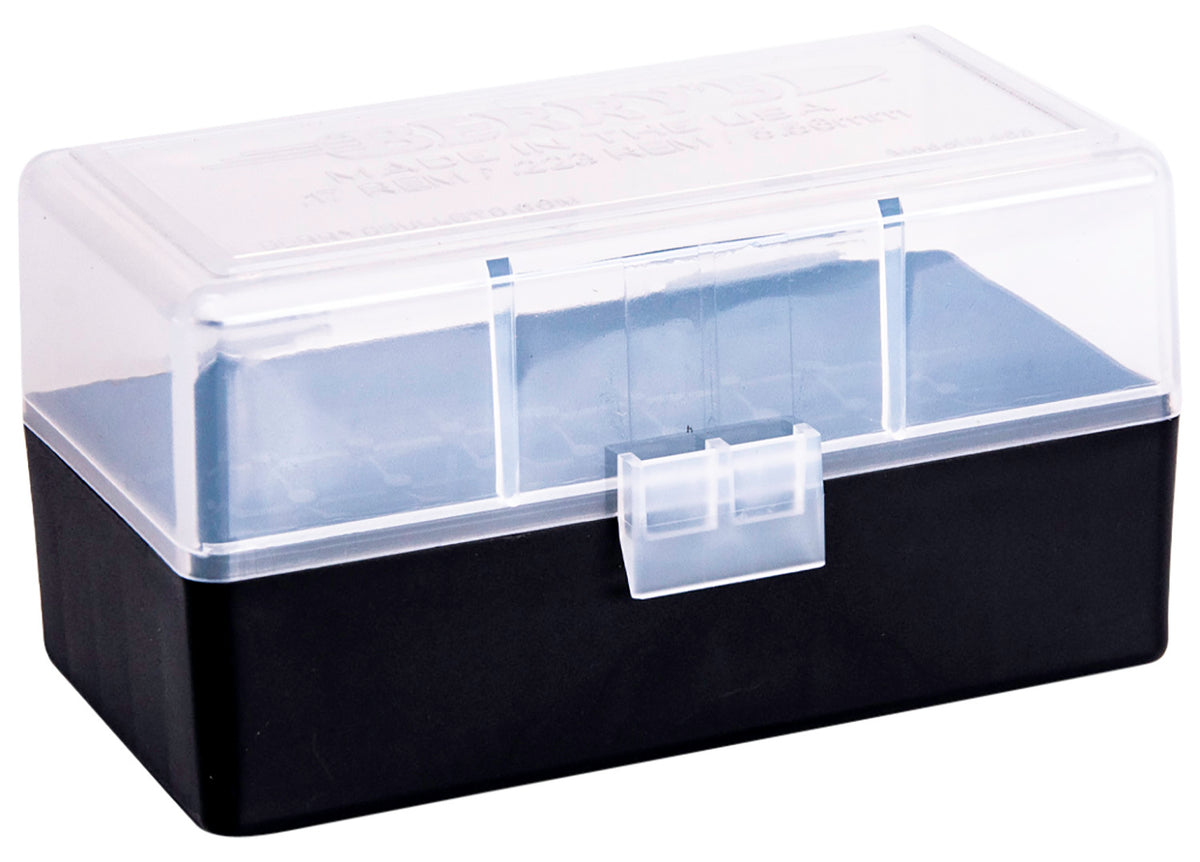 Berry's Ammo Box 223Rem/5.56NATO 50rd Flip-Top Clear/Black Polypropylene