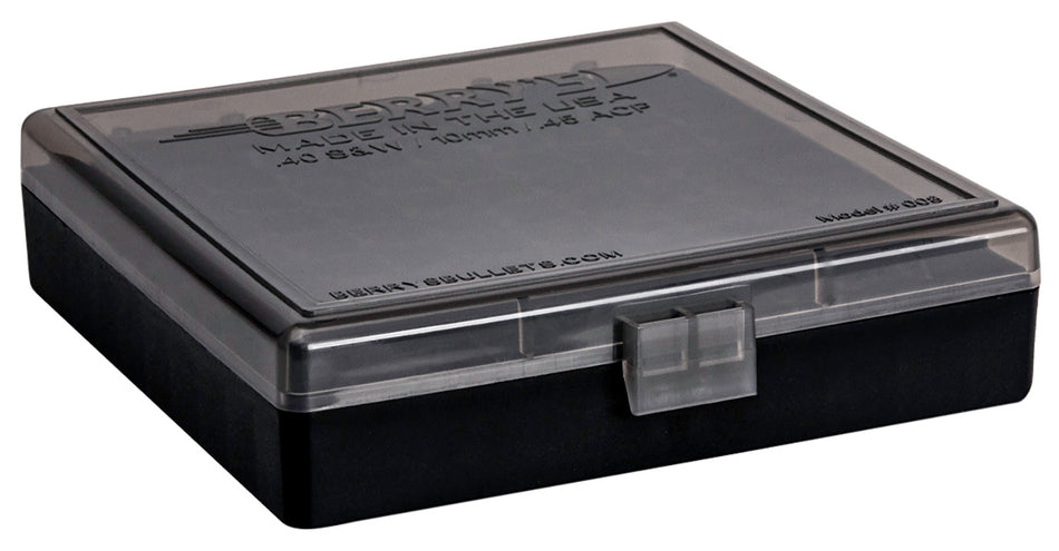 Berry's 92199 Flip-Top Ammo Box 40S&W/45ACP 100rd Smoke/Black Polypropylene
