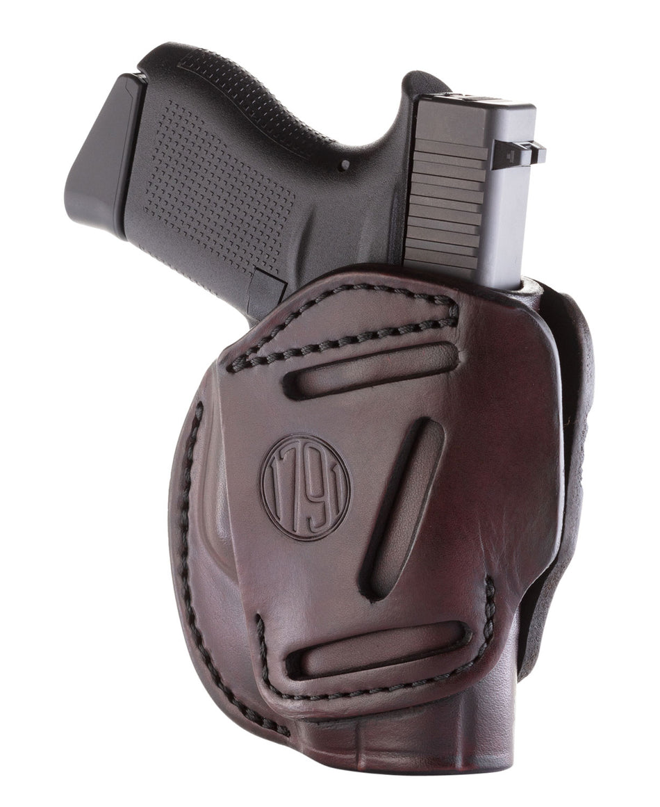 1791 Gunleather 3-Way OWB IWB Size 02 Signature Brown Leather Holster Belt Loop Glock 42 S&W Bodyguard Ruger LCP Ambidextrous