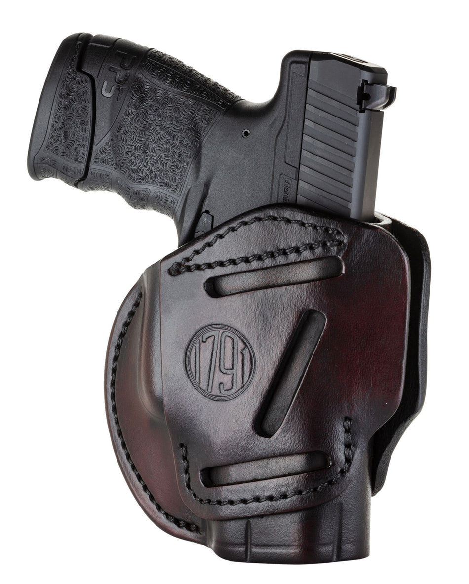 1791 Gunleather 3-Way OWB IWB Size 03 Signature Brown Leather Holster Belt Loop S&W M&P Shield Glock 26 Ruger LC9 Ambidextrous