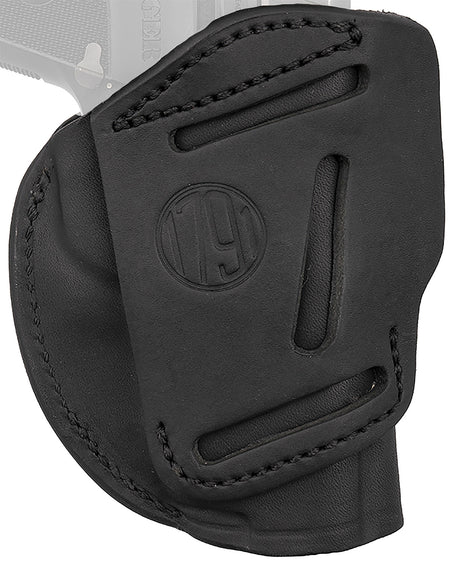 1791 Gunleather 4-Way OWB IWB Size 01 Stealth Black Leather Holster Belt Clip Glock 48 Kimber 1911 3-4 Inch Left Hand