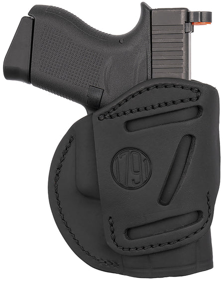 1791 Gunleather 4-Way OWB IWB Size 03 Stealth Black Leather Holster Belt Clip Springfield Hellcat S&W Shield Glock 26 Left Hand