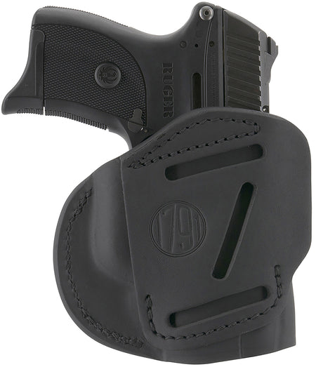 1791 Gunleather 4-Way OWB IWB Size 04 Stealth Black Leather Holster Belt Clip Glock 26 Springfield XDS Taurus G2C Left Hand