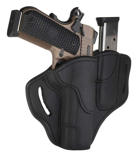 1791 Gunleather BH1M1 Combo OWB Holster Size 01 Stealth Black Leather Slide Fits 1911 4 to 5 Inch with Mag Holder Right Hand