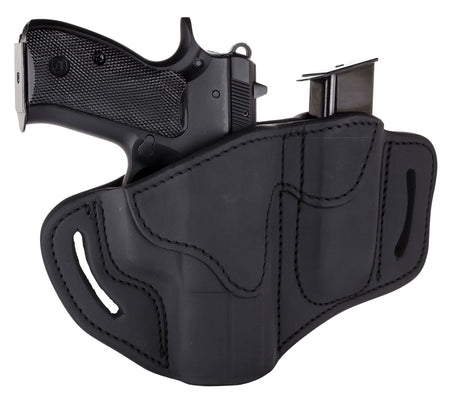 1791 Gunleather BH2.1M1.2 Combo OWB Pancake Holster Stealth Black Leather Slide Compatible with Springfield XD Glock 17 19 S&W M&P Right Hand