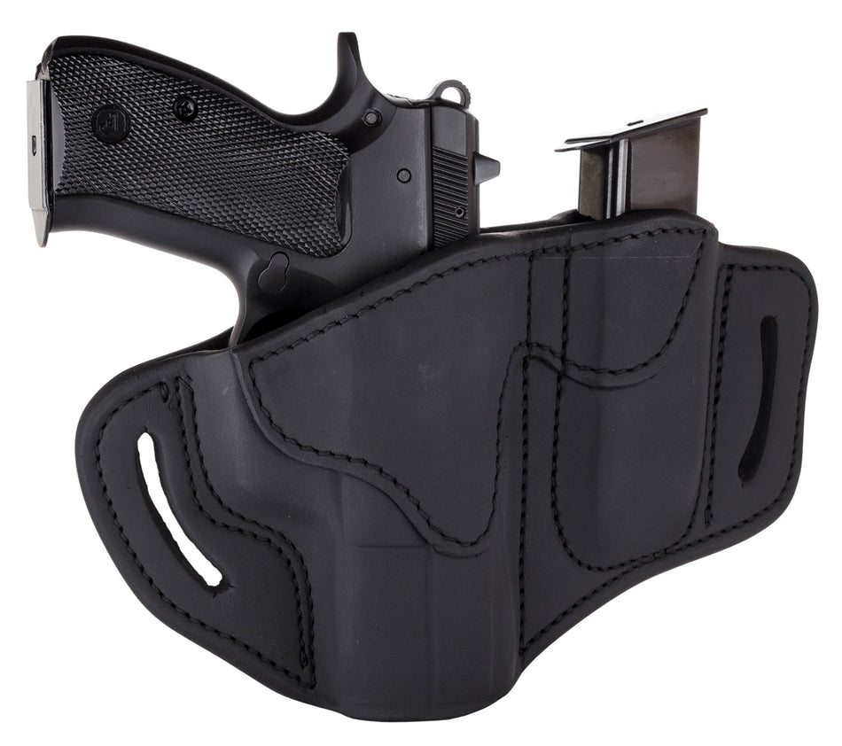 1791 Gunleather BH2.1M1.2 Combo OWB Pancake Holster Stealth Black Leather Slide Compatible with Springfield XD Glock 17 19 S&W M&P Right Hand